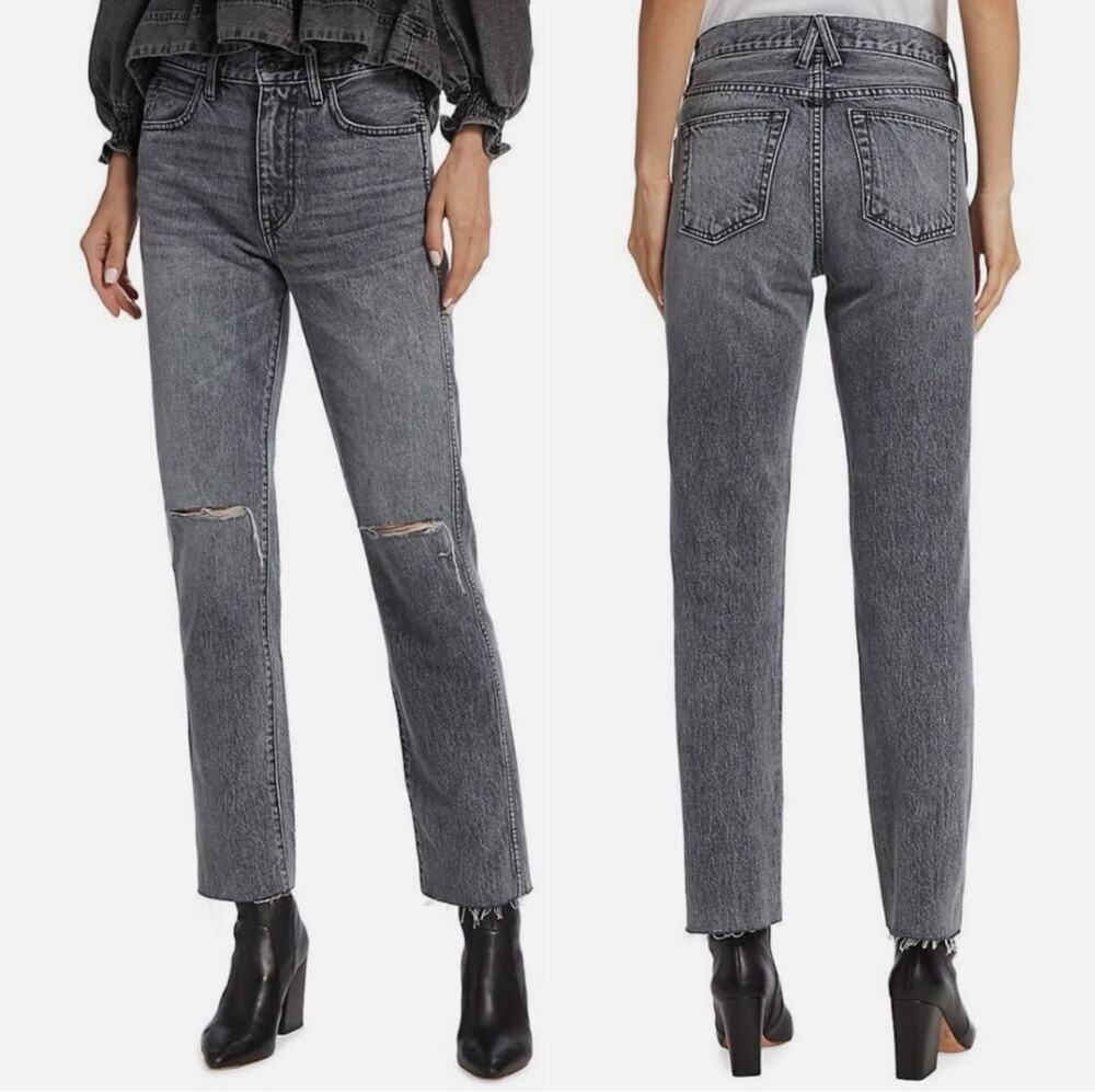 SLVRLAKE Hero Jeans Size 25 Midnight Rider NEW Distress High Rise Fray Straight